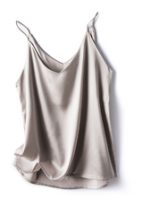 Airy Women's Satin Top with Spaghetti Straps and Waterfall Neckline
