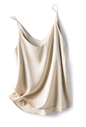 Airy Women's Satin Top with Spaghetti Straps and Waterfall Neckline