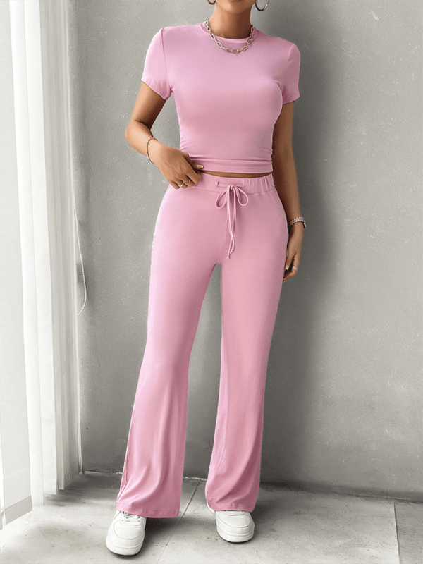 Comfortabele Lounge Set voor Vrouwen met Crop Top en Trekkoord Broek