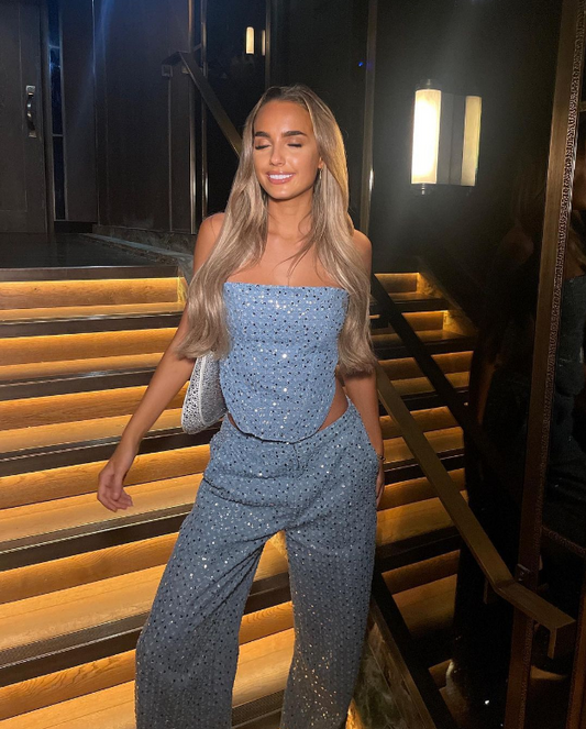 Pailletten Co-ord Set met Strapless Top voor Dames