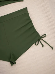 Green Bikini Set for Women with Crop Top and High Waist