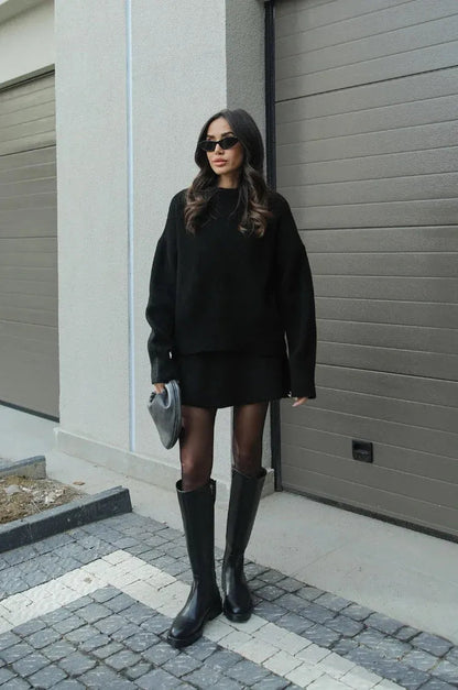 Vrouwen Co ord Set Gebreide met Trui en Rok Warm en Zacht