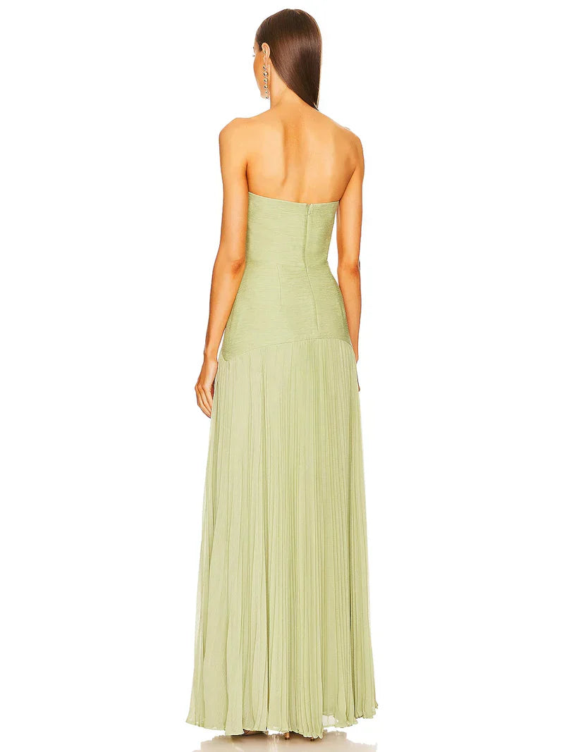 Jade - Strapless dames galajurk met plissé rok