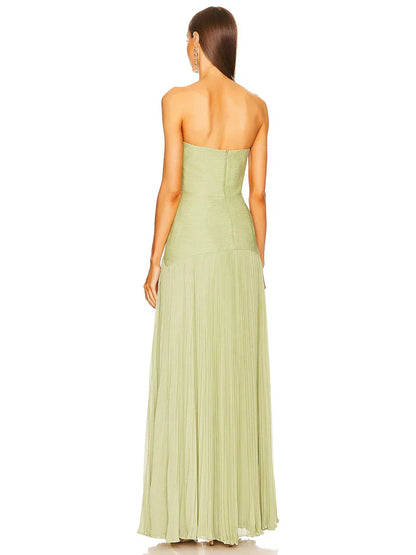 Jade - Strapless dames galajurk met plissé rok