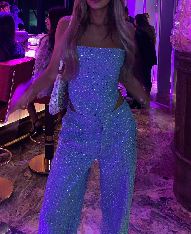 Pailletten Co-ord Set met Strapless Top voor Dames