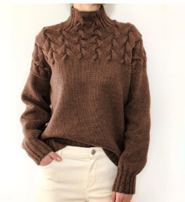 Col roulé tricoté pour femmes avec motif torsadé Chaud et doux