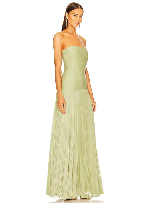 Jade - Strapless dames galajurk met plissé rok