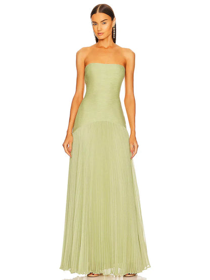 Jade - Strapless dames galajurk met plissé rok