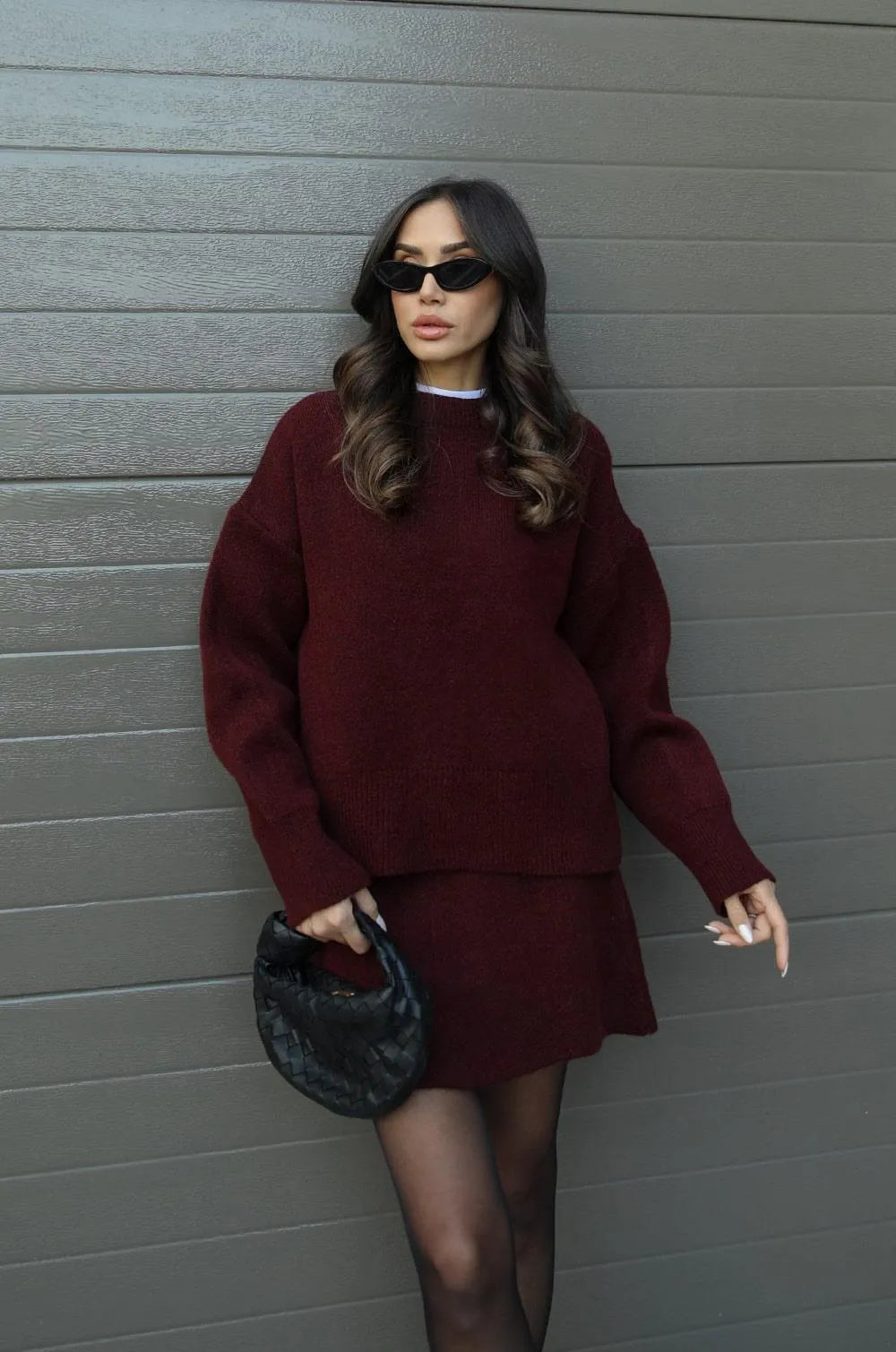 Vrouwen Co ord Set Gebreide met Trui en Rok Warm en Zacht