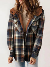 Women's Plaid Winter Teddy Coat with Hood