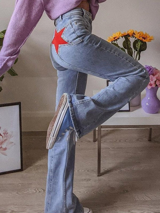 Mirjam - Flared Jeans met rode ster