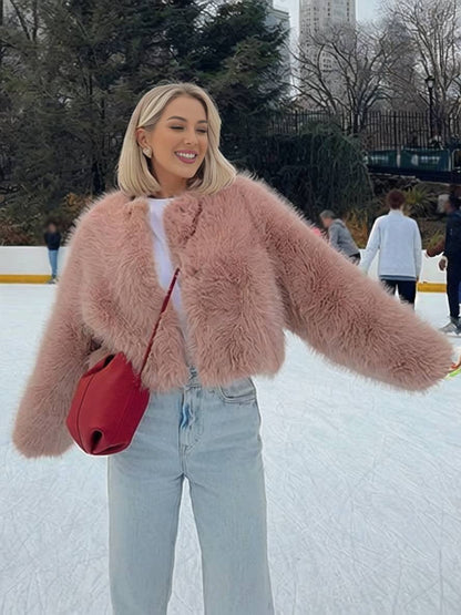 Korte Faux fur Jas Winter Warm en Zacht voor Dames