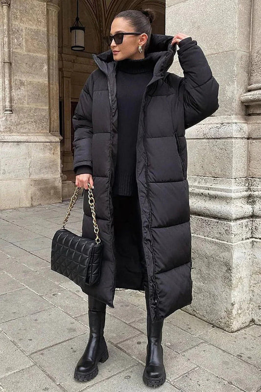 Warme Gewatteerde Winddichte Puffer Winterjas Met Capuchon Dames