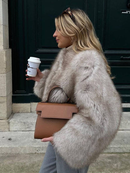 Korte Faux fur Jas Winter Warm en Zacht voor Dames