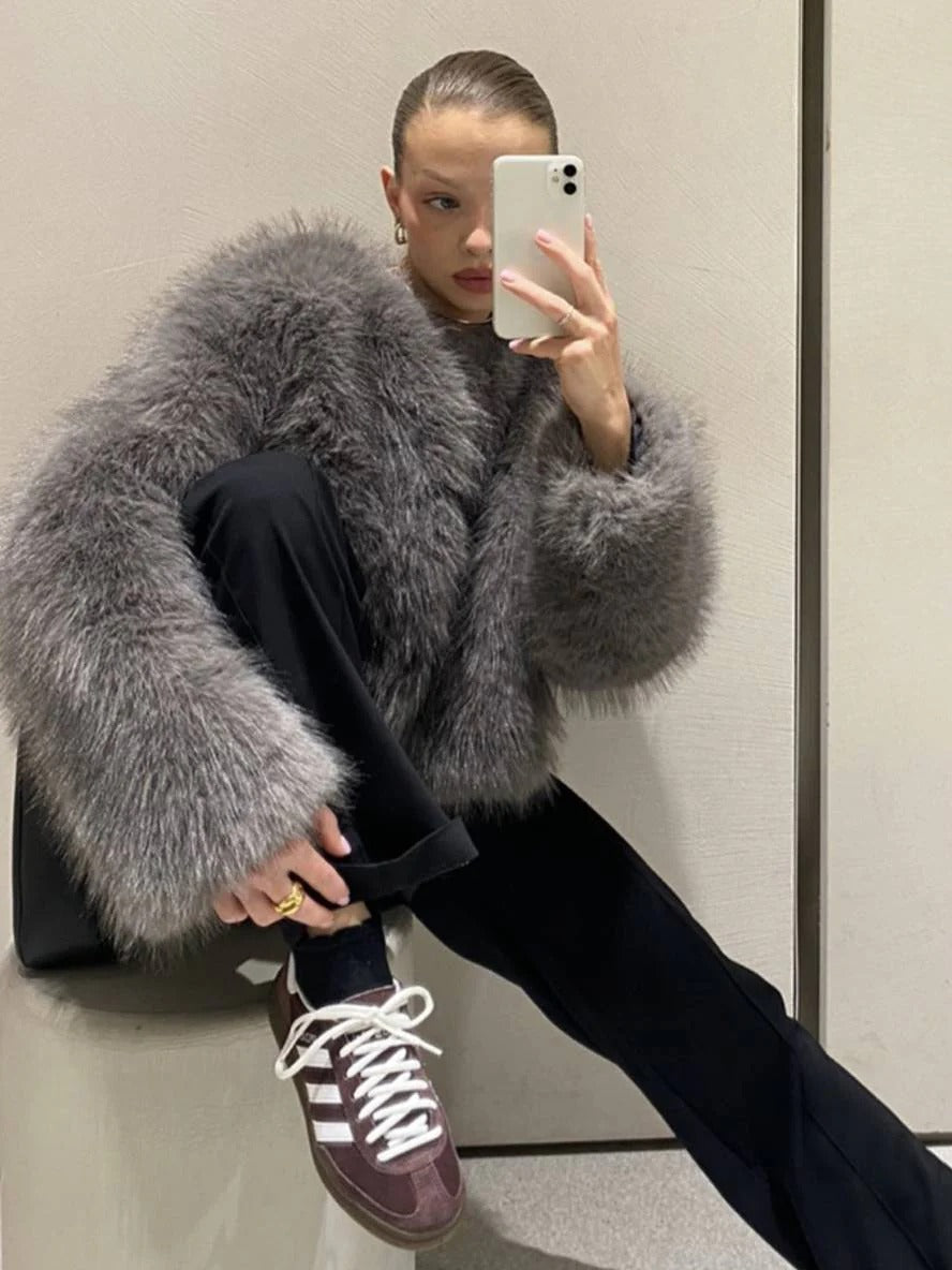 Korte Faux fur Jas Winter Warm en Zacht voor Dames