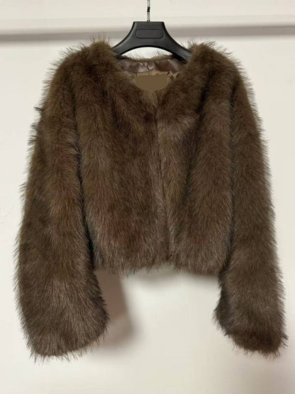 Korte Faux fur Jas Winter Warm en Zacht voor Dames