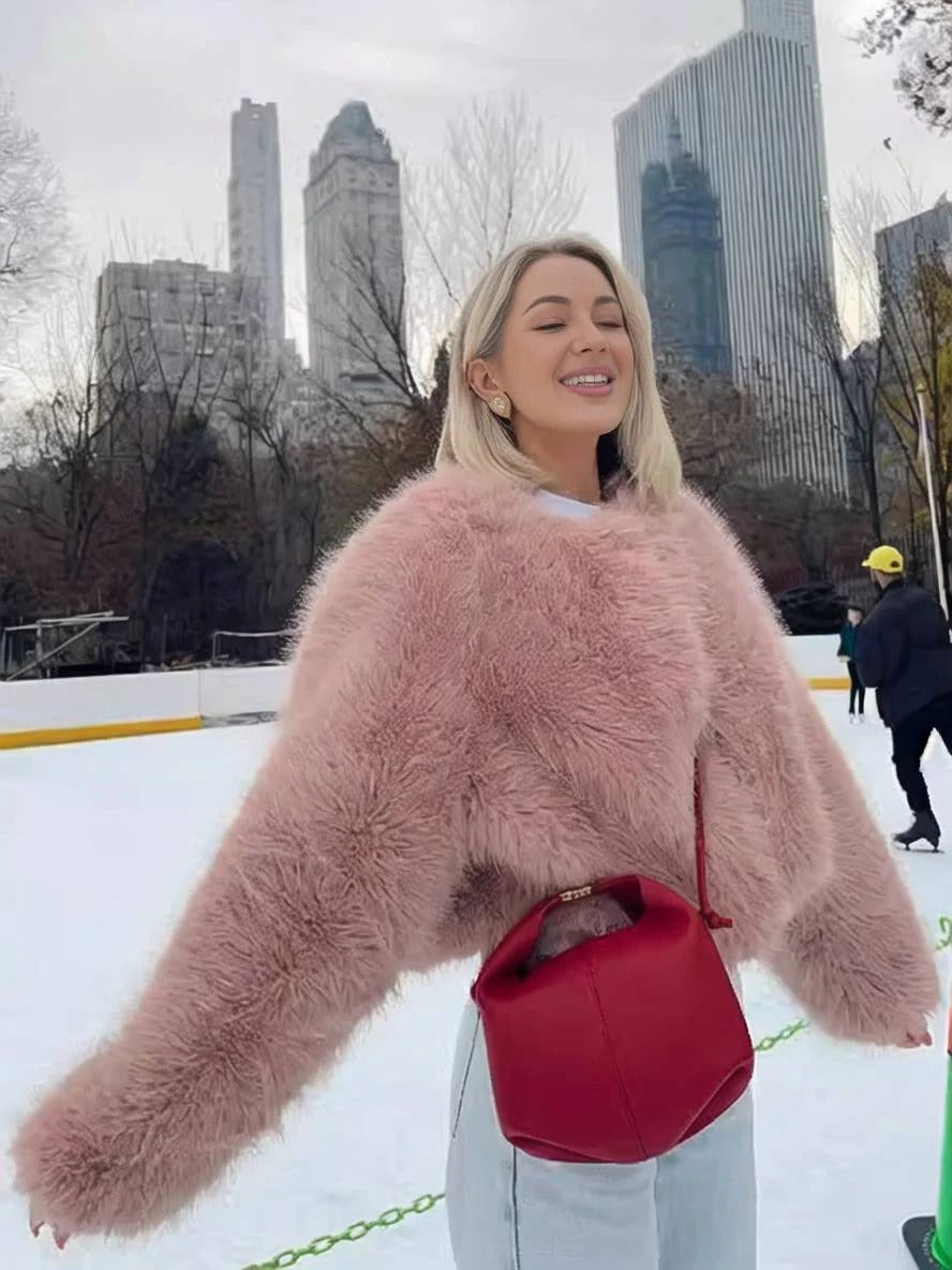 Korte Faux fur Jas Winter Warm en Zacht voor Dames