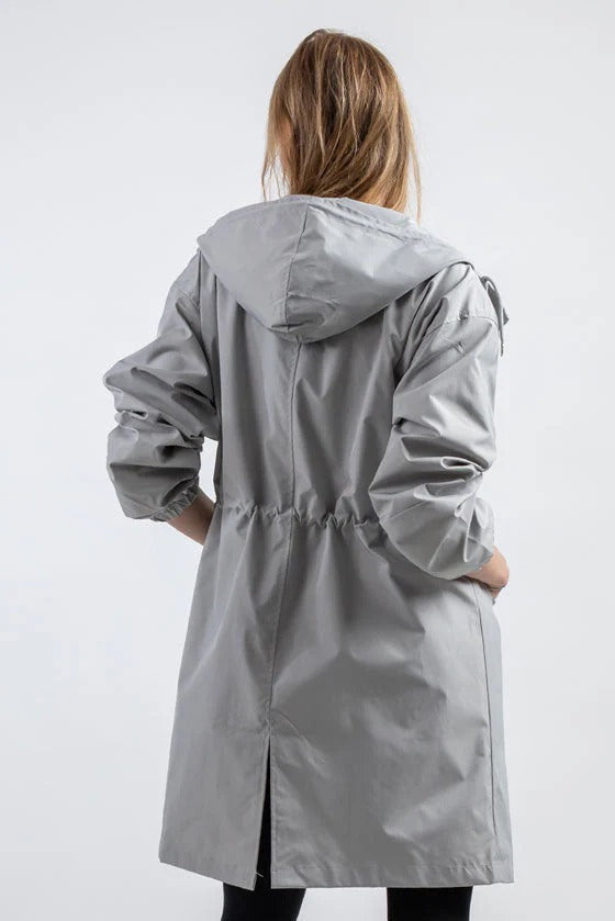 Waterdichte Vrouwen Regenjas Met Knopen Capuchon En Verstelbare Taille