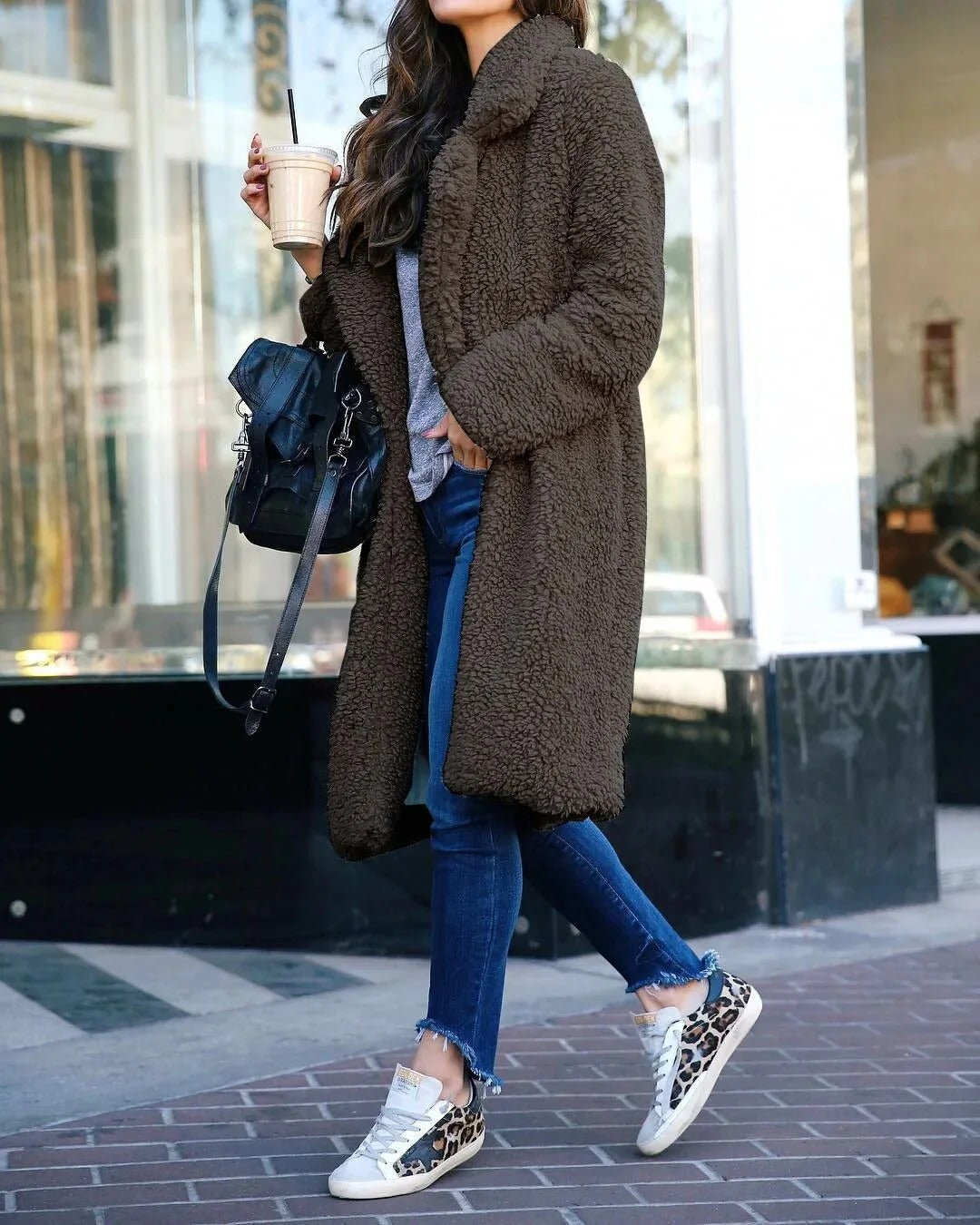 Lange Zachte Fleece Winterjas voor Vrouwen