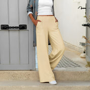 Stylish Airy Pants With Wide Legs And Elastic Waist