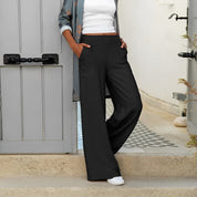 Stylish Airy Pants With Wide Legs And Elastic Waist
