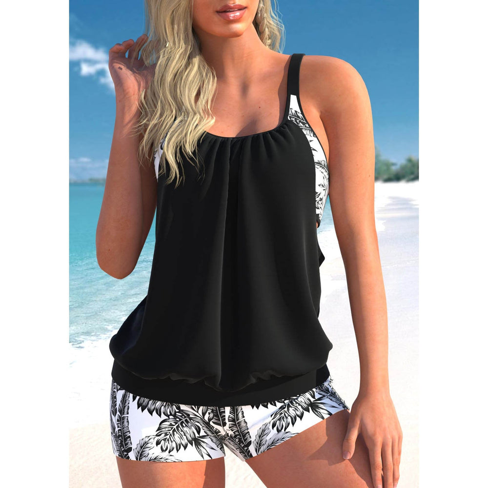 Stylowy damski zestaw tankini z luźnym topem i szortami