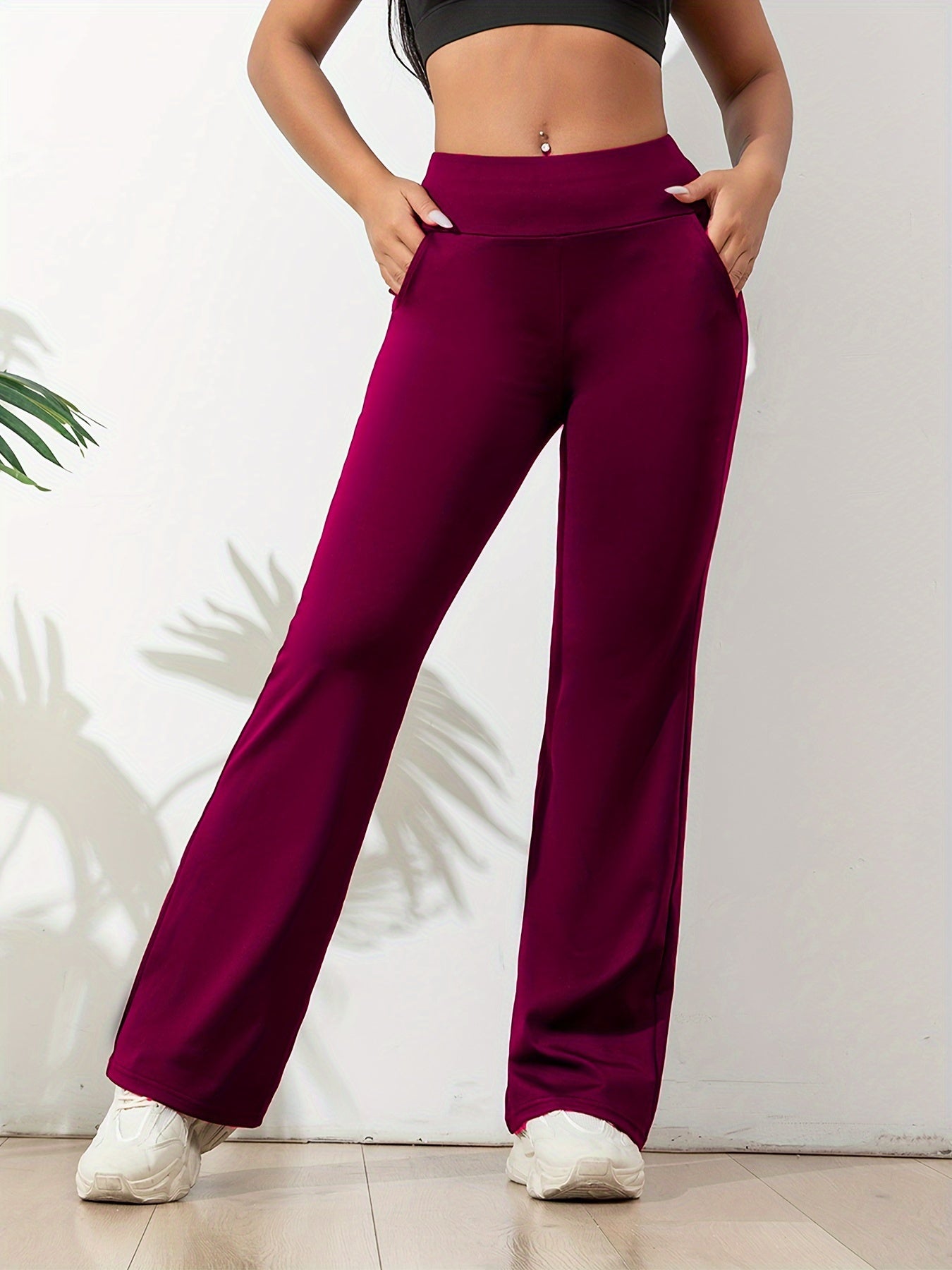 High waist dames sportlegging met uitlopende pijpen