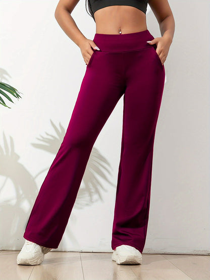 High waist dames sportlegging met uitlopende pijpen