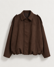 Dames Leren Jas Suede Oversized Warm