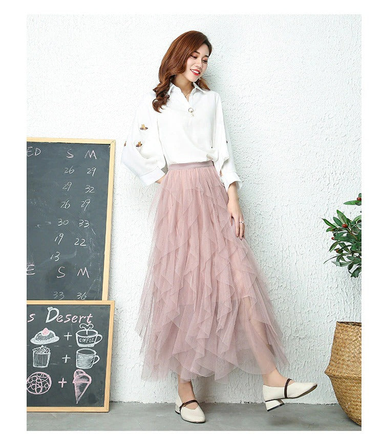 Romantic Maxi Skirt with Layered Tulle and Flowy Fit