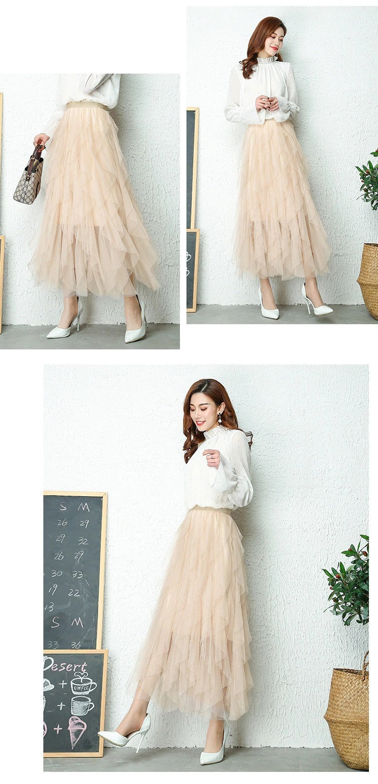 Romantic Maxi Skirt with Layered Tulle and Flowy Fit