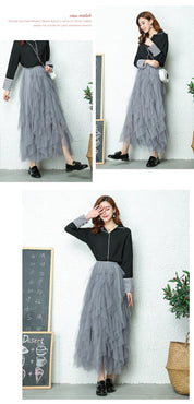 Romantic Maxi Skirt with Layered Tulle and Flowy Fit