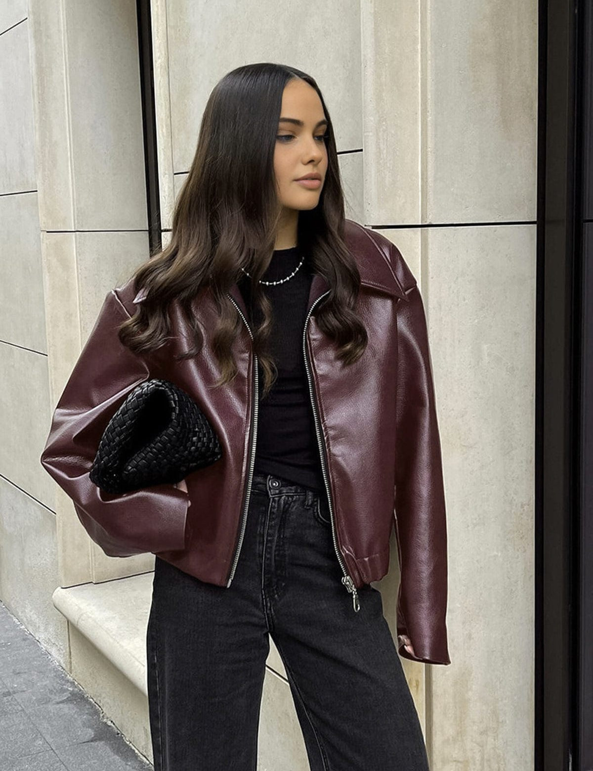 JOSETTE - OVERSIZED FAUX LEATHER JACKET WITH ELASTICATED HEM 2