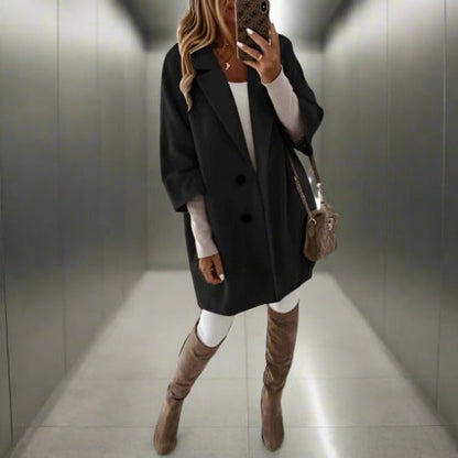 Zachte Oversized Vrouwen Wool Jas Met Knoopsluiting