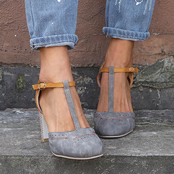 Vintage Stijl Pumps Met Bandje En Comfortabele Hak Voor Dames