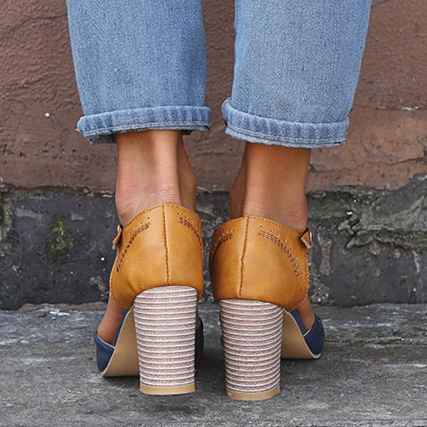 Vintage Stijl Pumps Met Bandje En Comfortabele Hak Voor Dames