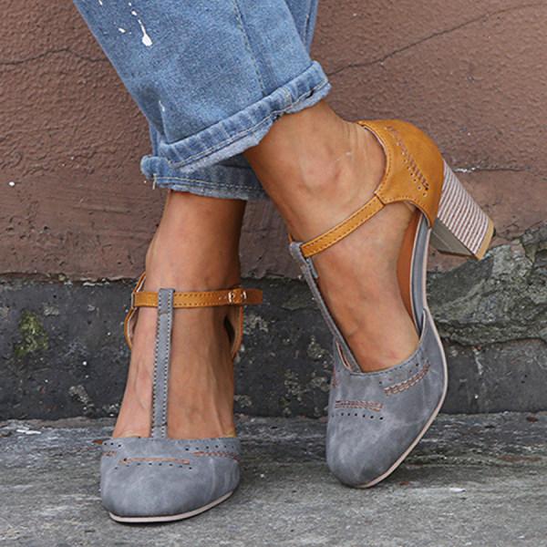 Vintage Stijl Pumps Met Bandje En Comfortabele Hak Voor Dames