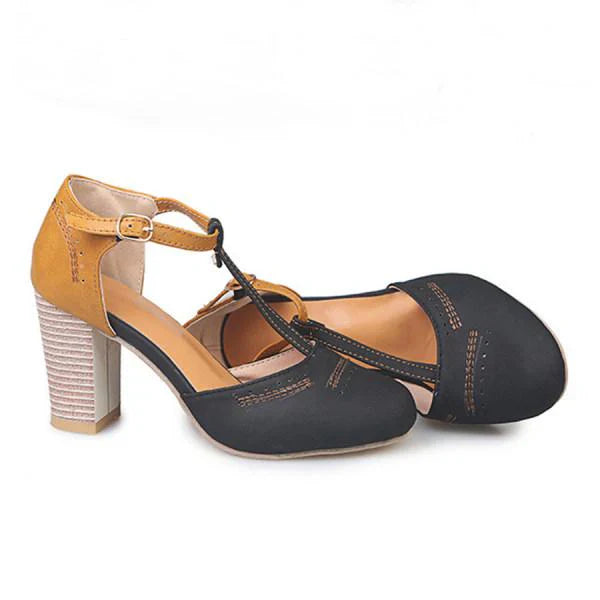 Vintage Stijl Pumps Met Bandje En Comfortabele Hak Voor Dames