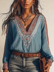 Elva - Chemise bohème à col en V