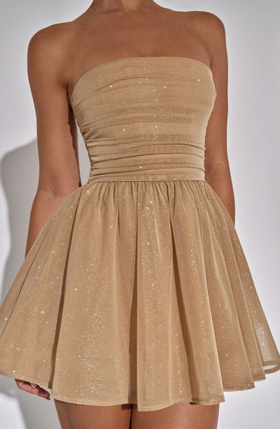 Strapless Glitter Mini Jurk Met Grote Strik Cocktail Feest Voor Dames