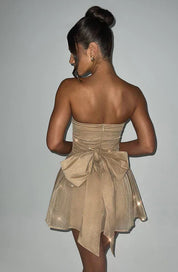 Mini robe bustier pailletée avec grand nœud robe cocktail pour femmes