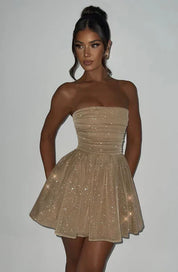 Mini robe bustier pailletée avec grand nœud robe cocktail pour femmes