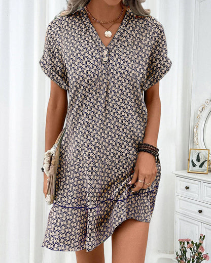 Mini Zomerjurk Voor Vrouwen v-hals print