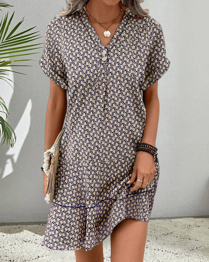 Mini Zomerjurk Voor Vrouwen v-hals print