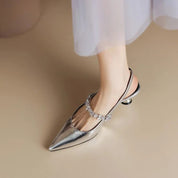 Dames Elegante Slingback Pumps met Spitse Neus en Kristallen