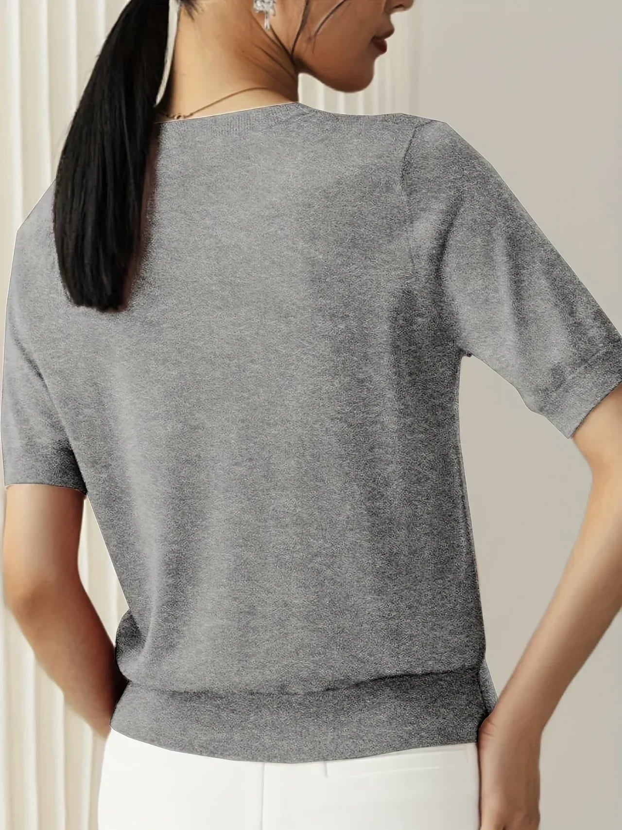 Gebreide Top Met Korte Mouwen Voor Dames