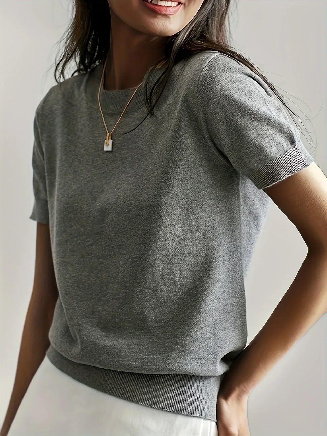 Gebreide Top Met Korte Mouwen Voor Dames