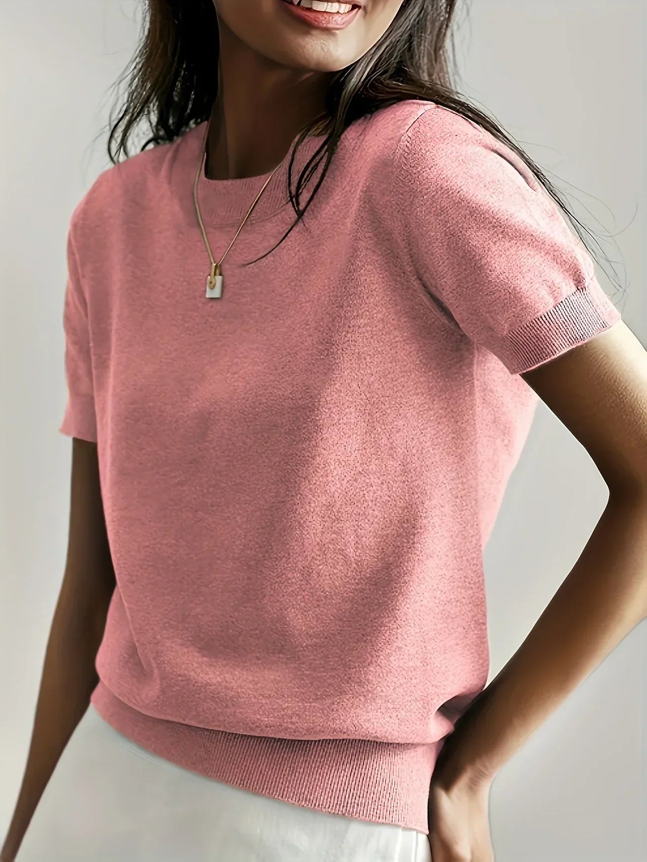 Gebreide Top Met Korte Mouwen Voor Dames