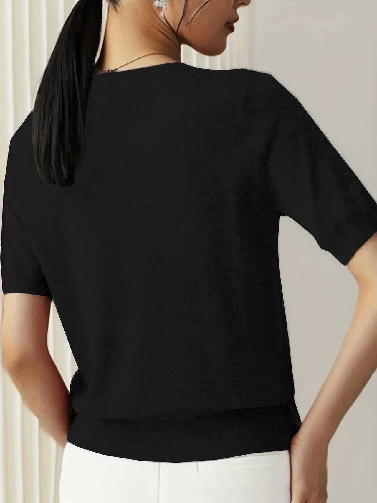 Gebreide Top Met Korte Mouwen Voor Dames