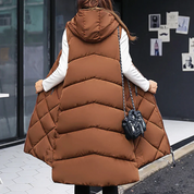 Pikowana damska bezrękawnik z kapturem